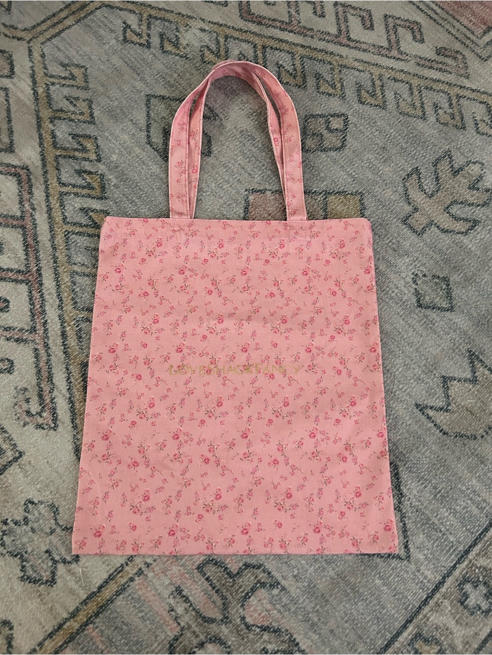 Love Shack Fancy Canvas Tote Bag Pink Floral NWOT
